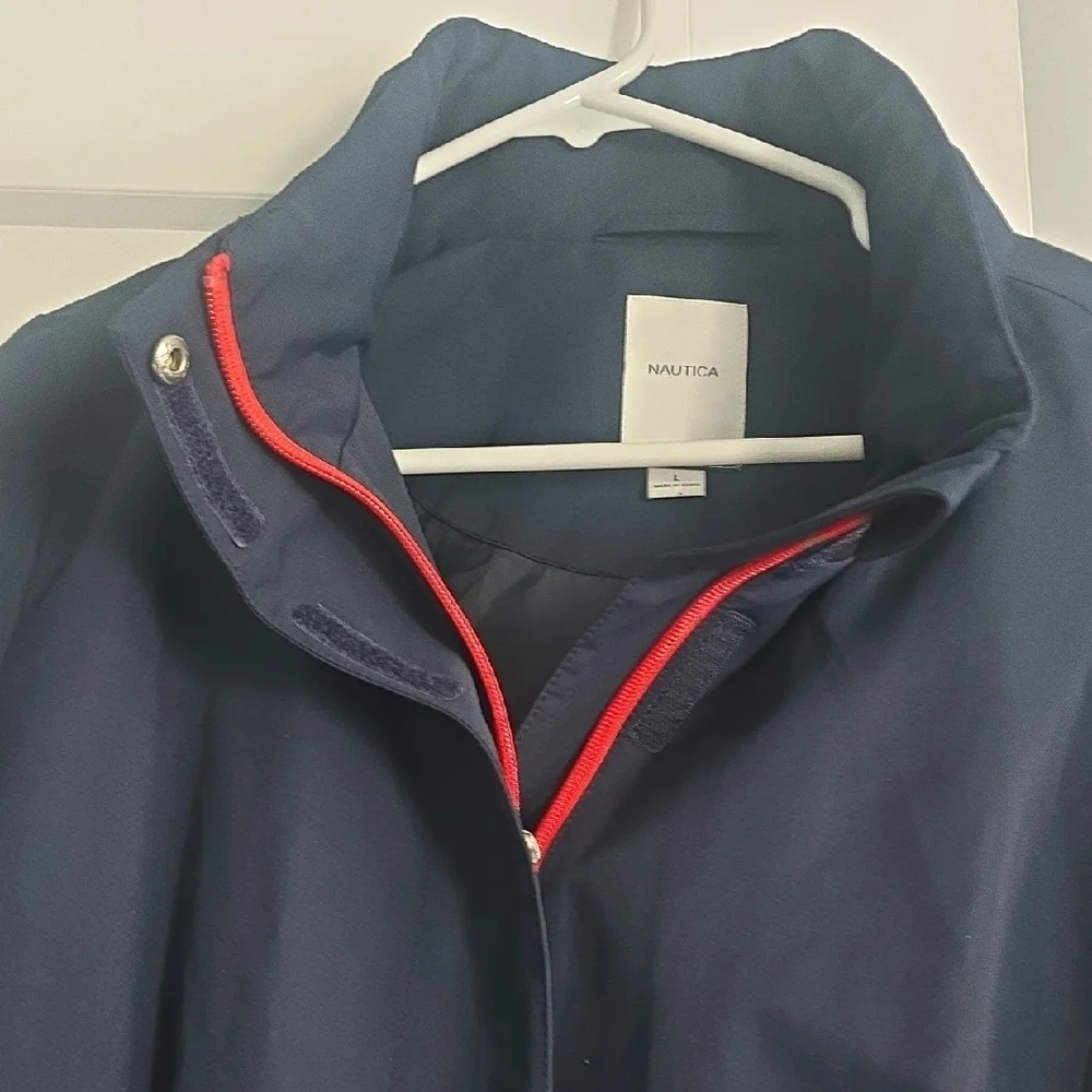 Nautica Navy Utility Jacket with Pink Logo - Picture 2 of 10